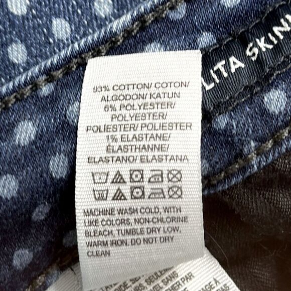 Lucky Brand Jeans Size 10 Lolita Mid Rise Blue Polka Dot Slim Leg - Picture 14 of 15